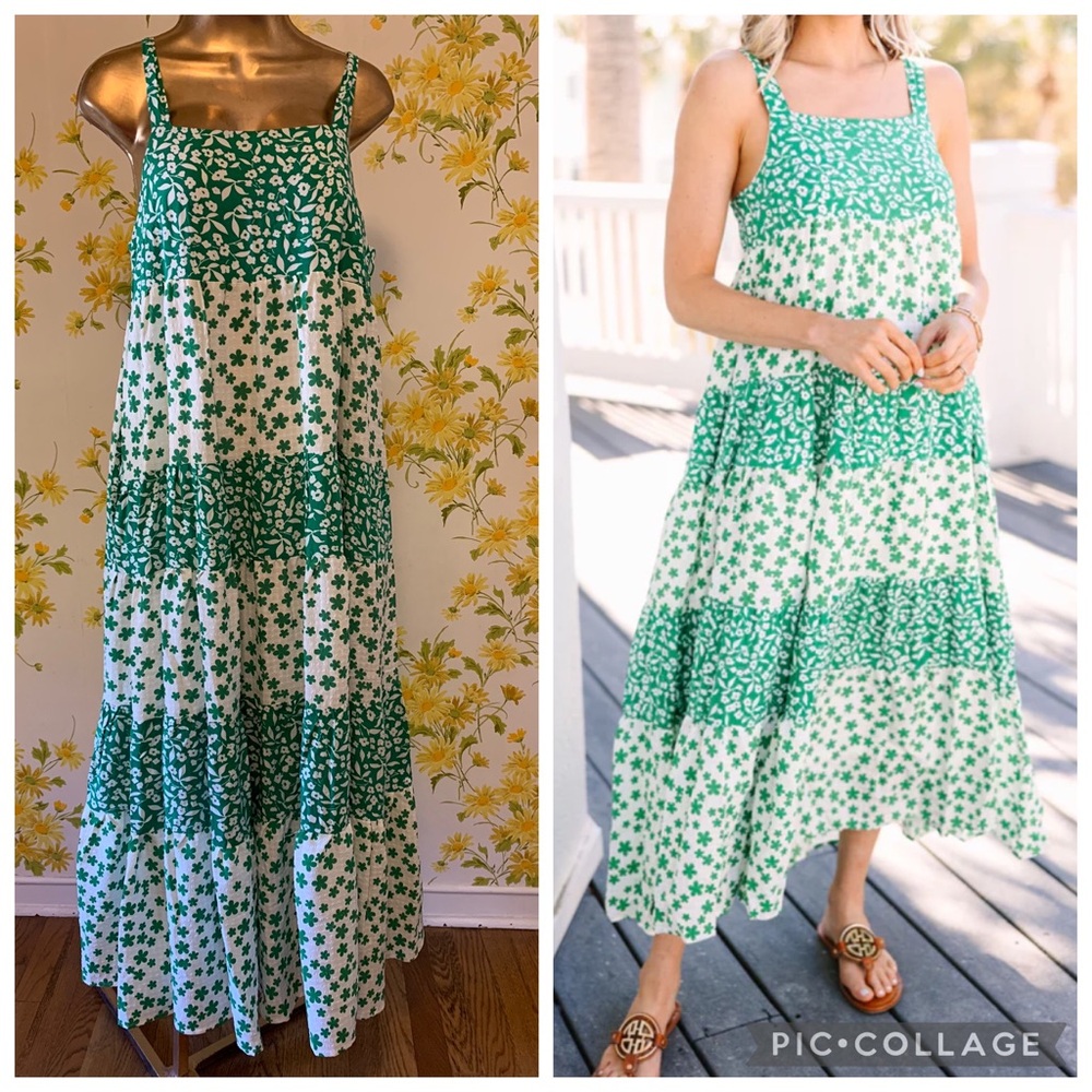 NWT Green Ditsy Floral Midi Dress size M - Picture 3 of 11